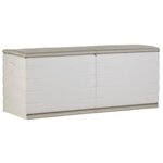 PLASTIKEN Coffre 450L Intérieur/Extérieur Fonctionnel et Esthétique Cadenassable avec Roulettes Beige