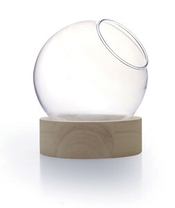 Vase globe avec socle en Bois Ø13cm