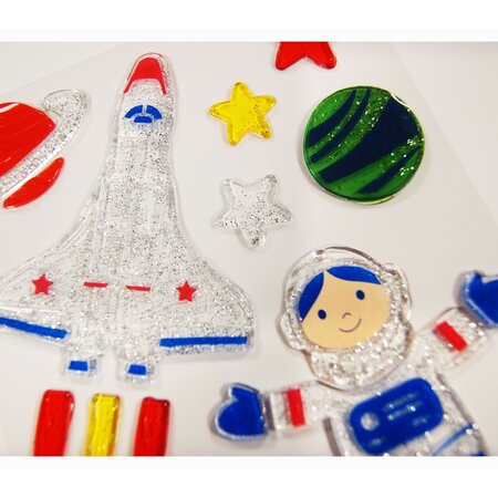 Décoration de fenêtre en gel - Astronaute - Paillettes