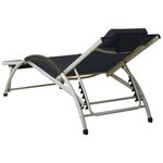 vidaXL Chaise longue avec oreiller Textilène Noir