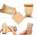 2 rouleaux de papier kraft en nid d’abeille  40cm x 25m linéaires emballage écologique pour protection  rembourrage  emballage cadeaux  déménagement  remplace le film bulles