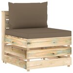 vidaXL Salon de jardin 3 Pièces avec coussins Bois imprégné de vert