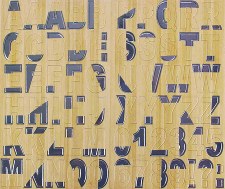 Stickers carton alphabet chiffres 3 5 cm argent x 63 pièces