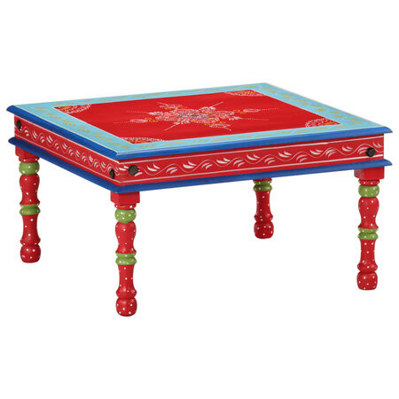 vidaXL Table basse rouge bois de manguier massif peint à la main