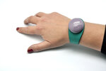 Bracelet cuir vert turquoise et céramique violette