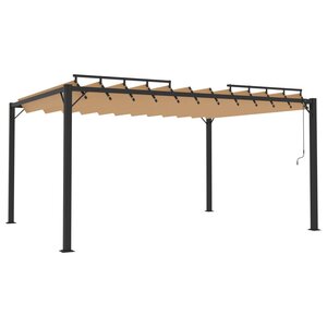 vidaXL Tonnelle avec toit à persienne 3x4 m Taupe Tissu aluminium