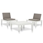 vidaXL Salon de jardin 3 Pièces Plastique Blanc