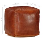 vidaXL Pouf 40 x 40 x 40 cm Brun roux Cuir véritable de chèvre