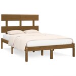 vidaXL Cadre de lit Marron miel Bois massif 150x200 cm Très grand