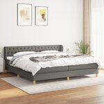 vidaXL Lit à sommier tapissier avec matelas Gris foncé 200x200cm Tissu