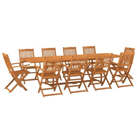 vidaXL Mobilier à dîner de jardin 11 Pièces Bois d'acacia massif