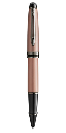 Waterman expert stylo roller  or rose métallisé  recharge noire pointe fine  coffret cadeau