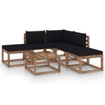 vidaXL Salon de jardin 6 Pièces avec coussins noir