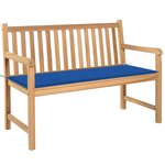 vidaXL Banc de jardin avec coussin bleu royal 120 cm Bois de teck