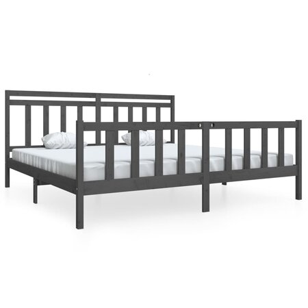 vidaXL Cadre de lit Gris Bois massif 200x200 cm