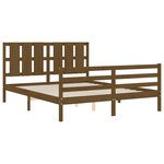 vidaXL Cadre de lit avec tête de lit marron miel 160x200cm bois massif