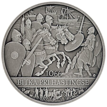 Pièce de monnaie 2 Dollars Niue Conquête normande 2022 – Argent Antique