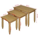 vidaXL Ensemble de tables gigognes 3 pièces Gamme Corona Pin mexicain