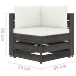 vidaXL Salon de jardin 8 Pièces avec coussins Bois imprégné de gris