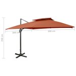 vidaXL Parasol déporté à double toit 300x300 cm Terre cuite