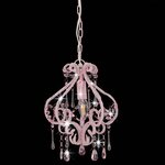 vidaXL Plafonnier avec perles Rose Rond E14