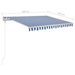 vidaXL Auvent rétractable automatique 300x250 cm Bleu et blanc