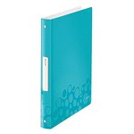 Classeur wow 4 anneaux 25 mm polypro souple dos de 32 mm turquoise leitz