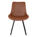 Chaise de salle à manger en cuir synthétique marron avec pieds noirs