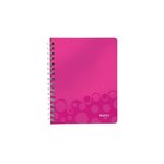 Leitz cahier wow a5 - 5 x 5 - spiralé - couverture pp rose métallisée
