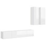 vidaXL Ensemble de meubles TV 4 Pièces Blanc brillant Aggloméré