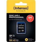 Carte mémoire INTENSO SD UHS I Professionnel 64 Go