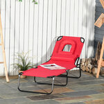 Bain de soleil pliable transat inclinable 4 positions chaise longue de lecture 3 coussins fournis rouge