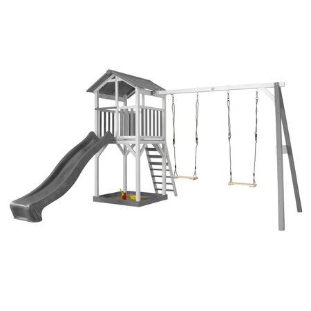 AXI Structure de jeu Beach Tower Blanc Gris  avec 2 balancoires et toboggan Gris