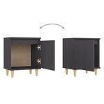 vidaXL Table de chevet avec pieds en bois solide Gris 40x30x50 cm