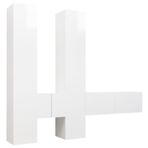 vidaXL Ensemble de meuble TV 6 Pièces Blanc brillant Aggloméré