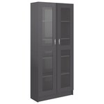vidaXL Armoire à vitrine Gris brillant 82 5x30 5x185 5 cm Aggloméré