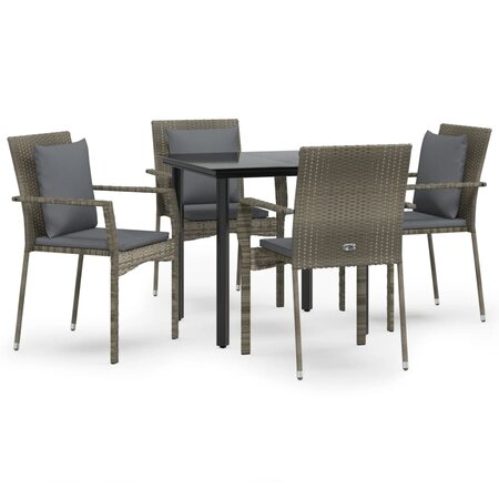 vidaXL Mobilier à dîner de jardin et coussins 5 Pièces noir et gris