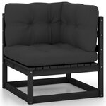vidaXL Salon de jardin 10 Pièces avec coussins Noir Bois de pin massif