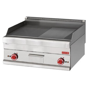 Plancha electrique professionnelle demie lisse demie rainurée - 9 kw - gastro m -  - acier inoxydable 700x650x280mm
