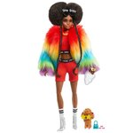 Barbie extra manteau multicolore brune coupe afro