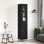 vidaXL Buffet haut Noir 34 5x34x180 cm Bois d'ingénierie