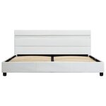 vidaXL Cadre de lit avec LED Blanc Similicuir 140 x 200 cm