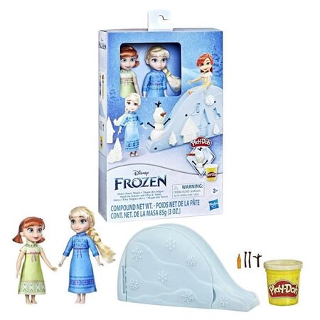 Disney la reine des neiges - magie des neiges - coffret avec pâte play-doh atoxique  poupées jeune anna et jeune elsa