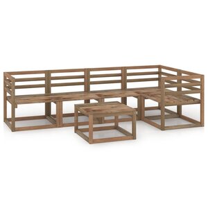 vidaXL Salon de jardin 6 Pièces Marron Bois de pin imprégné