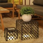 Lot de 2 lanternes cubes solaires louy gris polyrotin h26cm