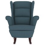 vidaXL Chaise à bascule avec pieds en bois et tabouret Bleu Velours