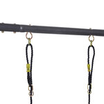 Balançoire 2 agrès portique avec balançoire et échelle dim. 2 65L x 1 38l x 1 75H m métal époxy anticorrosion PE gris anthracite vert pomme