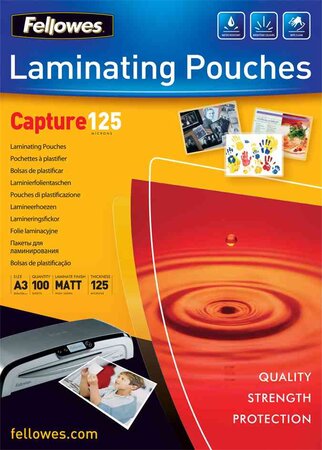 Bte de 100 pochettes de plastification 250 mic (2x125) a4 mat fellowes