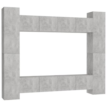 vidaXL Ensemble de meubles TV 8 Pièces Gris béton Aggloméré