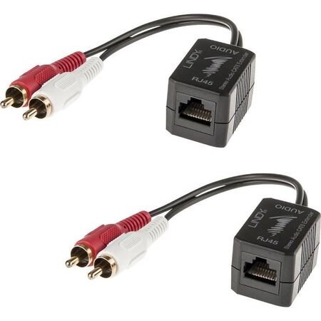 Lindy kit extender audio stéréo- cat.5-6 - 100m - 2x rca